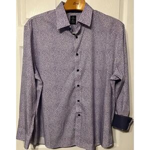 Michael Strahan Mens XXL Slim Fit Purple Floral Silk-feel Button Down Shirt